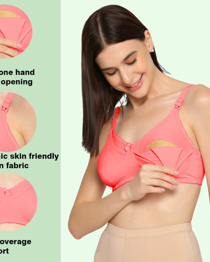 Evamomies Women's Full Cup Non Padded Feeding Bra | Nursing Bra | Maternity Bra (Pack Of 3)