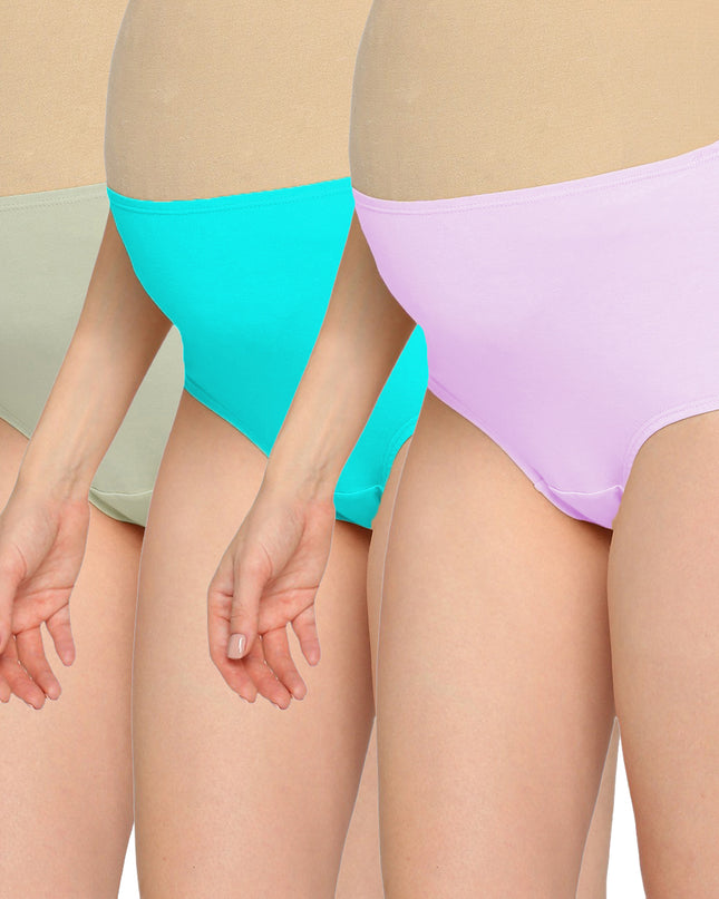 Evamomies Women's High Waist Soft Comfy Cotton Lycra Maternity Panty | Pregnancy Panty | Maternity Panties (Pack of 3)
