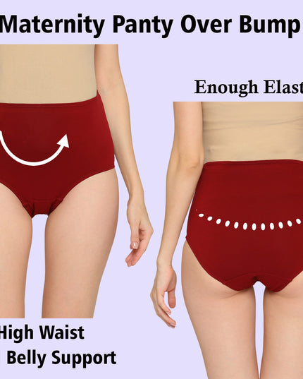 Evamomies Women's High Waist Soft Comfy Cotton Lycra Maternity Panty | Pregnancy Panty | Maternity Panties (Pack of 1)