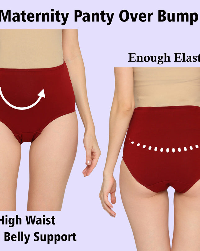 Evamomies Women's High Waist Soft Comfy Cotton Lycra Maternity Panty | Pregnancy Panty | Maternity Panties (Pack of 1)