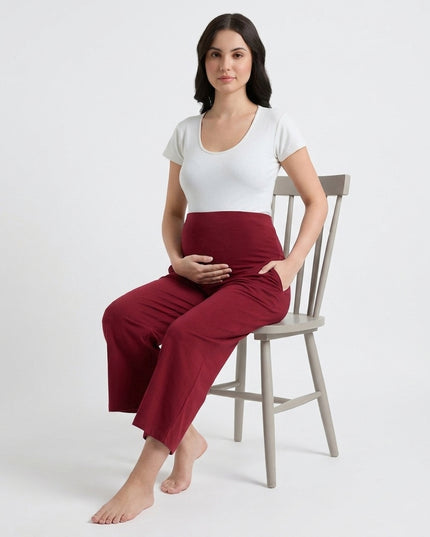 Evamomies Women's Cotton Lycra Regular Fit Maternity Palazzo for Pregnant Women Pre & Post Pregnancy