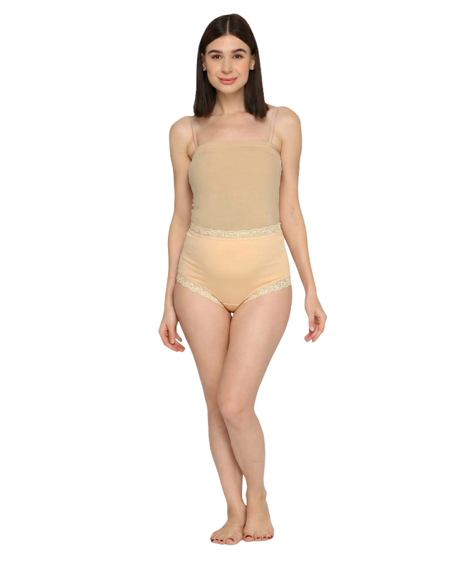 Evamomies Women's High Waist Soft Comfy Cotton Lycra Maternity Lace Panty | Pregnancy Panty | Maternity Panties (Pack of 3)