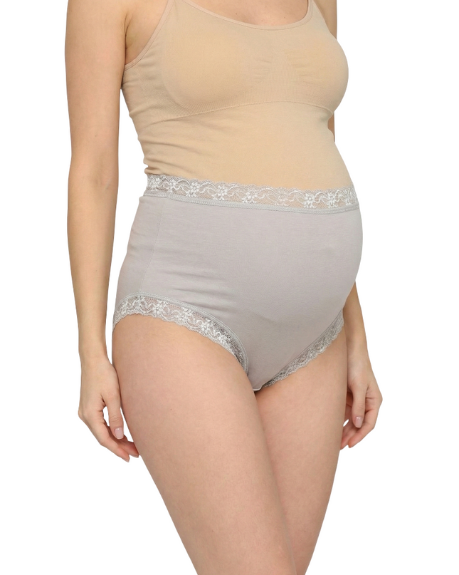 Evamomies Women's High Waist Soft Comfy Cotton Lycra Maternity Lace Panty | Pregnancy Panty | Maternity Panties (Pack of 3)