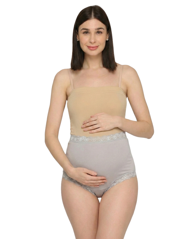 Evamomies Women's High Waist Soft Comfy Cotton Lycra Maternity Lace Panty | Pregnancy Panty | Maternity Panties (Pack of 3)