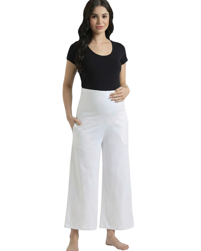 Evamomies Women's Cotton Lycra Regular Fit Maternity Palazzo for Pregnant Women Pre & Post Pregnancy