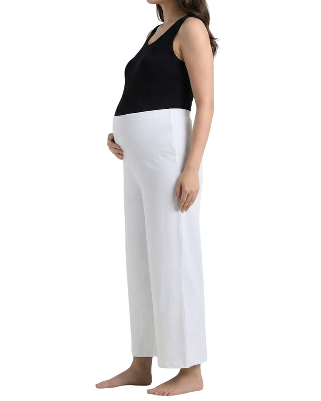 Evamomies Women's Cotton Lycra Regular Fit Maternity Palazzo for Pregnant Women Pre & Post Pregnancy