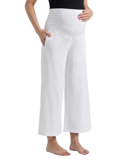 Evamomies Women's Cotton Lycra Regular Fit Maternity Palazzo for Pregnant Women Pre & Post Pregnancy