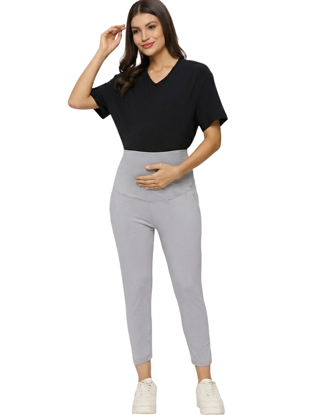 Evamomies Women's Cotton Lycra Maternity Leggings for Pregnant Women Pre & Post Pregnancy