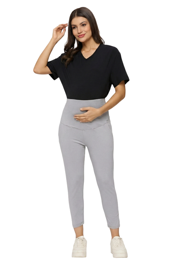 Evamomies Women's Cotton Lycra Maternity Leggings for Pregnant Women Pre & Post Pregnancy
