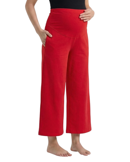 Evamomies Women's Cotton Lycra Regular Fit Maternity Palazzo for Pregnant Women Pre & Post Pregnancy