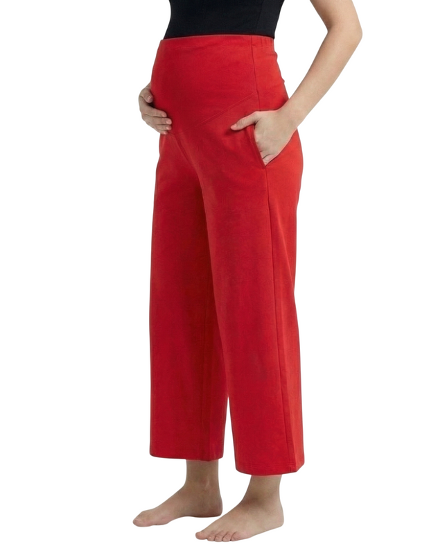 Evamomies Women's Cotton Lycra Regular Fit Maternity Palazzo for Pregnant Women Pre & Post Pregnancy