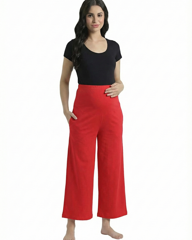 Evamomies Women's Cotton Lycra Regular Fit Maternity Palazzo for Pregnant Women Pre & Post Pregnancy