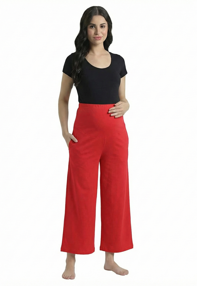 Evamomies Women's Cotton Lycra Regular Fit Maternity Palazzo for Pregnant Women Pre & Post Pregnancy