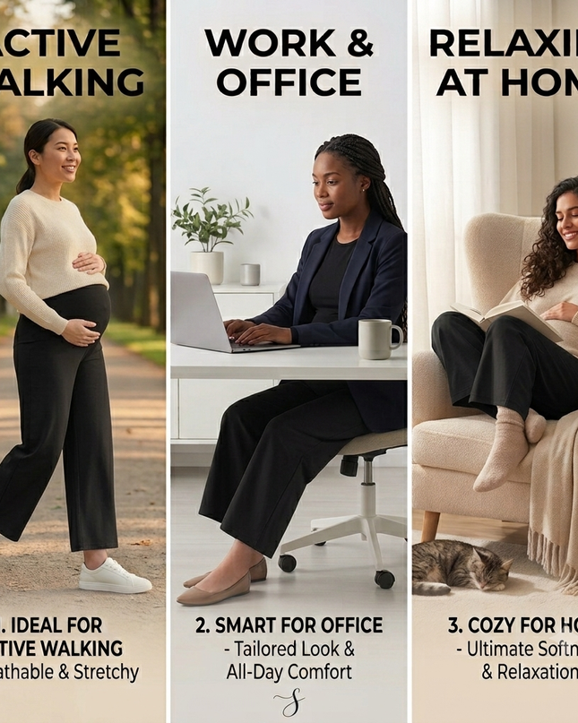Evamomies Women's Cotton Lycra Regular Fit Maternity Palazzo for Pregnant Women Pre & Post Pregnancy