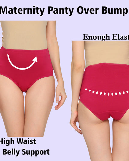 Evamomies Women's High Waist Soft Comfy Cotton Lycra Maternity Panty | Pregnancy Panty | Maternity Panties (Pack of 1)