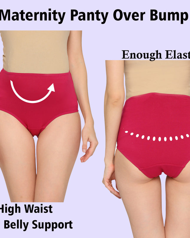 Evamomies Women's High Waist Soft Comfy Cotton Lycra Maternity Panty | Pregnancy Panty | Maternity Panties (Pack of 3)