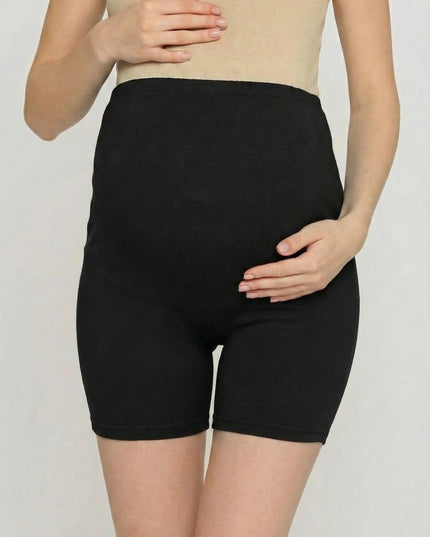 Evamomies Women's High Waist & Mid-Thigh Cotton Lycra Maternity Shorts|Pregnancy Panty|Maternity Panties Over The Belly  for the Pre & Post Pregnancy