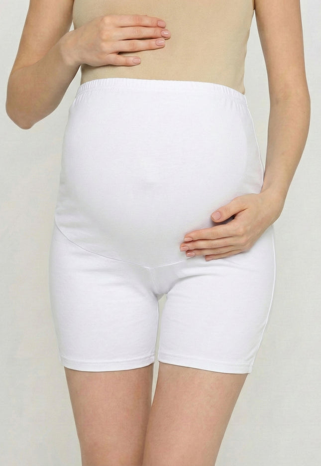 Evamomies Women's High Waist & Mid-Thigh Cotton Lycra Maternity Shorts|Pregnancy Panty|Maternity Panties Over The Belly  for the Pre & Post Pregnancy (Pack Of 1)