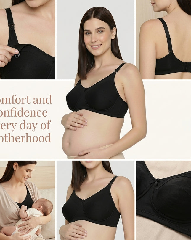 Evamomies Women's Full Cup Non Padded Feeding Bra | Nursing Bra | Maternity Bra (Pack Of 3)