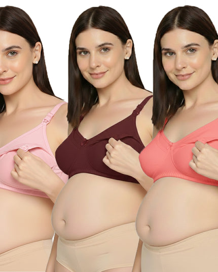Evamomies Women's Full Cup Non Padded Feeding Bra | Nursing Bra | Maternity Bra (Pack Of 3).
