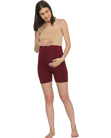 Evamomies Women's High Waist & Mid-Thigh Cotton Lycra Maternity Shorts|Pregnancy Panty|Maternity Panties Over The Belly  for the Pre & Post Pregnancy (Pack Of 3)