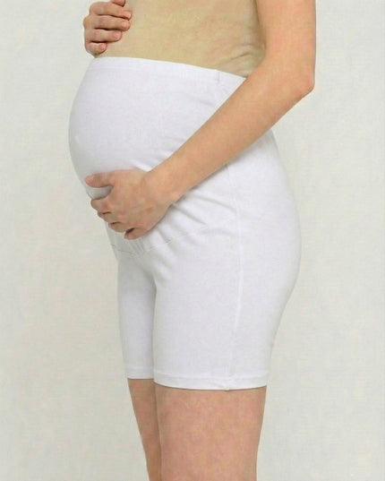 Evamomies Women's High Waist & Mid-Thigh Cotton Lycra Maternity Shorts|Pregnancy Panty|Maternity Panties Over The Belly  for the Pre & Post Pregnancy (Pack Of 1)