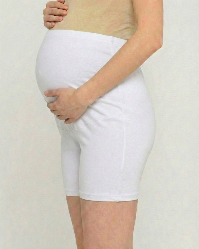 Evamomies Women's High Waist & Mid-Thigh Cotton Lycra Maternity Shorts|Pregnancy Panty|Maternity Panties Over The Belly  for the Pre & Post Pregnancy (Pack Of 1)