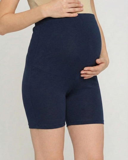 Evamomies Cotton Lycra Maternity Shorts Over The Belly for Pregnant Women for Pre & Post Pregnancy (Pack Of 1)