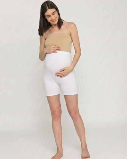Evamomies Women's High Waist & Mid-Thigh Cotton Lycra Maternity Shorts|Pregnancy Panty|Maternity Panties Over The Belly  for the Pre & Post Pregnancy (Pack Of 1)