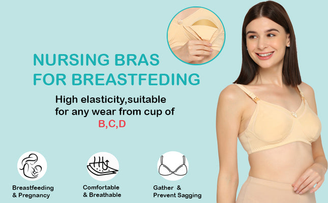Evamomies Women's Full Cup Non Padded Feeding Bra | Nursing Bra | Maternity Bra (Pack Of 3)
