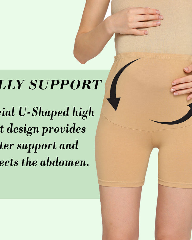 Evamomies Cotton Lycra Maternity Shorts Over The Belly for Pregnant Women for Pre & Post Pregnancy (Pack Of 1)