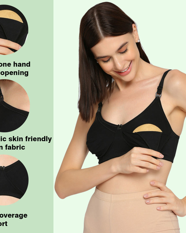 Evamomies Women's Full Cup Non Padded Feeding Bra | Nursing Bra | Maternity Bra (Pack Of 3)