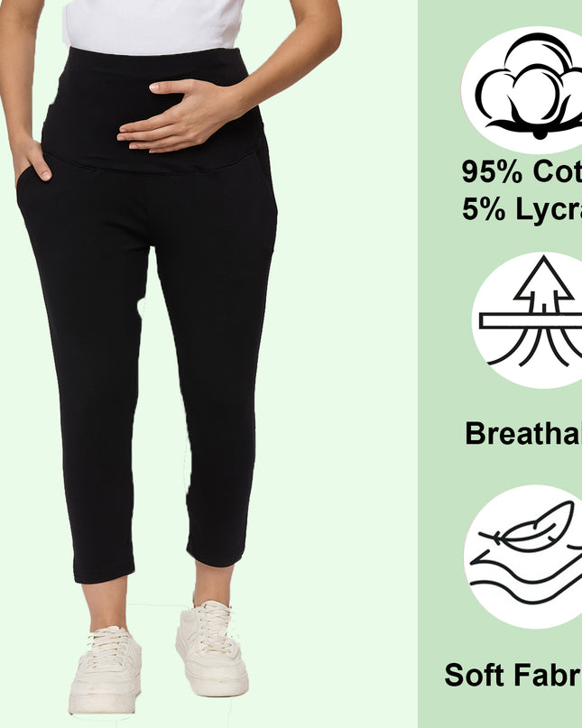 Evamomies Women's Cotton Lycra Maternity Leggings for Pregnant Women Pre & Post Pregnancy
