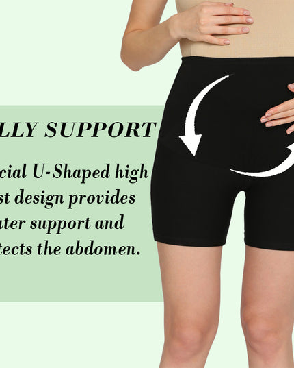 Evamomies Women's High Waist & Mid-Thigh Cotton Lycra Maternity Shorts|Pregnancy Panty|Maternity Panties Over The Belly  for the Pre & Post Pregnancy
