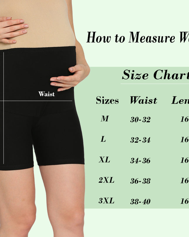 Evamomies Women's High Waist & Mid-Thigh Cotton Lycra Maternity Shorts|Pregnancy Panty|Maternity Panties Over The Belly  for the Pre & Post Pregnancy (Pack Of 3)