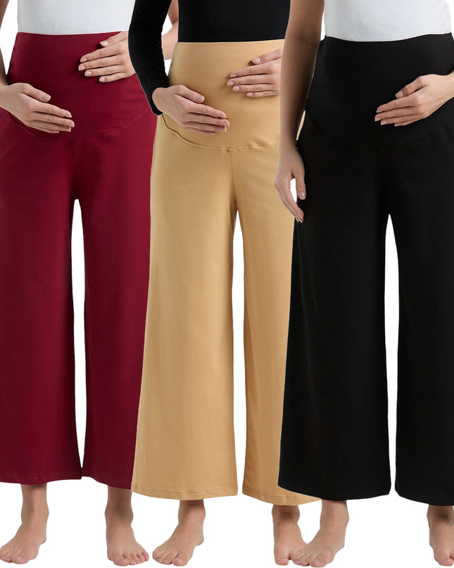 Evamomies Women's Cotton Lycra Regular Fit Maternity Palazzo for Pregnant Women Pre & Post Pregnancy