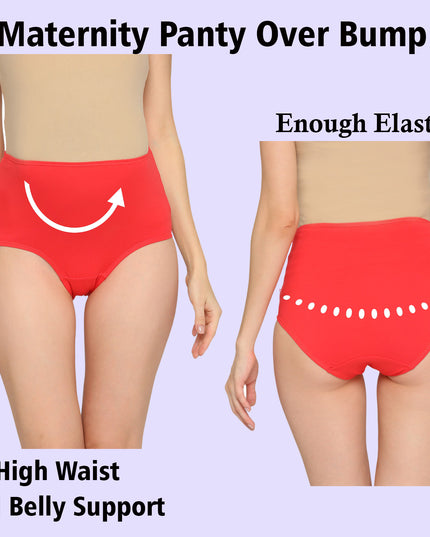 Evamomies Women's High Waist Soft Comfy Cotton Lycra Maternity Panty | Pregnancy Panty | Maternity Panties (Pack of 3)