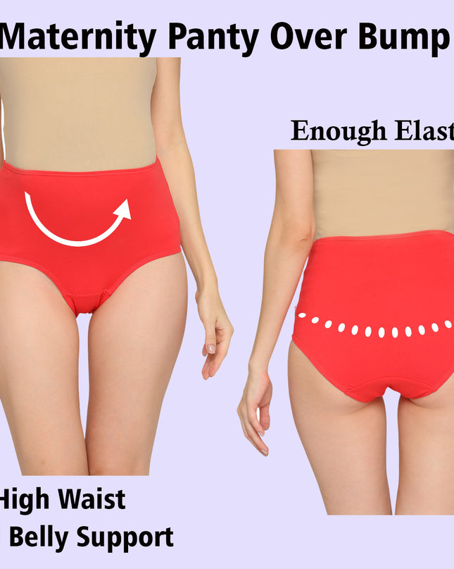 Evamomies Women's High Waist Soft Comfy Cotton Lycra Maternity Panty | Pregnancy Panty | Maternity Panties (Pack of 3)