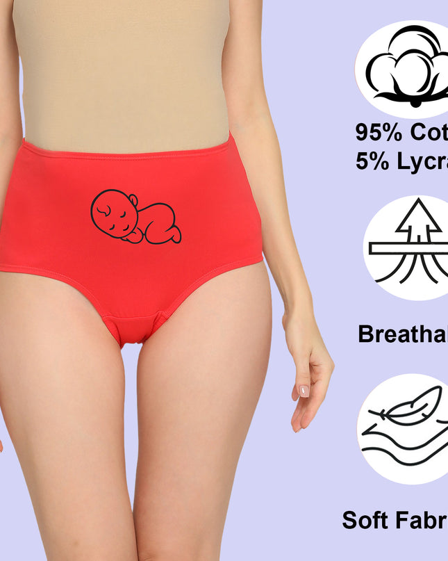 Evamomies Women's High Waist Soft Comfy Cotton Lycra Maternity Panty | Pregnancy Panty | Maternity Panties (Pack of 1)