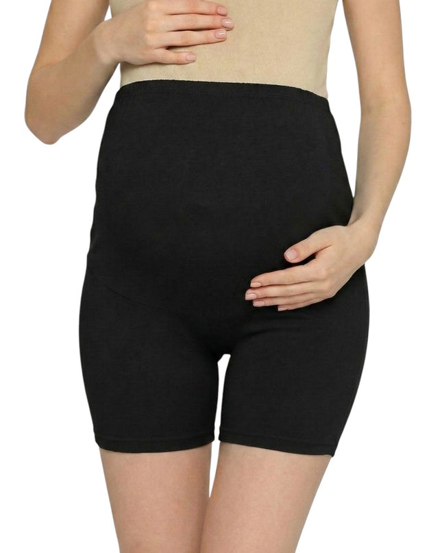 Evamomies Women's High Waist & Mid-Thigh Cotton Lycra Maternity Shorts|Pregnancy Panty|Maternity Panties Over The Belly  for the Pre & Post Pregnancy