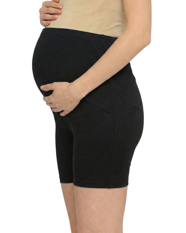 Evamomies Women's High Waist & Mid-Thigh Cotton Lycra Maternity Shorts|Pregnancy Panty|Maternity Panties Over The Belly  for the Pre & Post Pregnancy