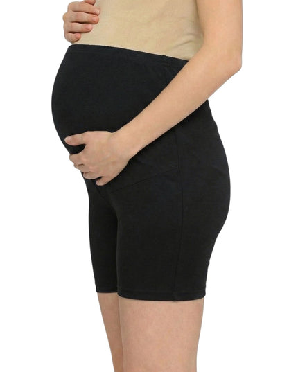 Evamomies Women's High Waist & Mid-Thigh Cotton Lycra Maternity Shorts|Pregnancy Panty|Maternity Panties Over The Belly  for the Pre & Post Pregnancy (Pack Of 3)