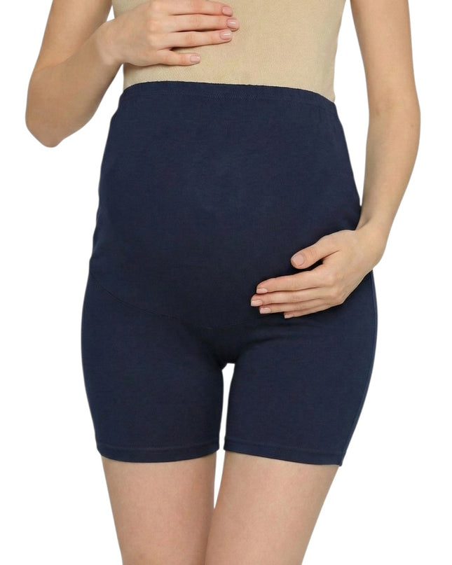 Evamomies Cotton Lycra Maternity Shorts Over The Belly for Pregnant Women for Pre & Post Pregnancy (Pack Of 1)