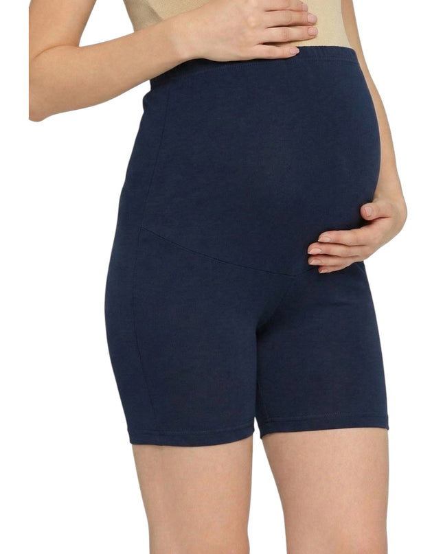 Evamomies Cotton Lycra Maternity Shorts Over The Belly for Pregnant Women for Pre & Post Pregnancy (Pack Of 1)