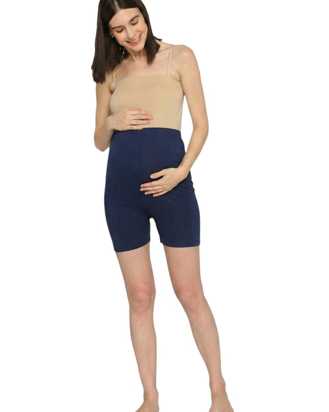 Evamomies Cotton Lycra Maternity Shorts Over The Belly for Pregnant Women for Pre & Post Pregnancy (Pack Of 1)