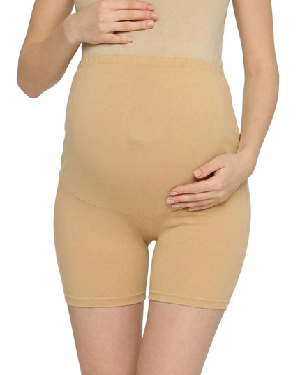 Evamomies Cotton Lycra Maternity Shorts Over The Belly for Pregnant Women for Pre & Post Pregnancy (Pack Of 1)