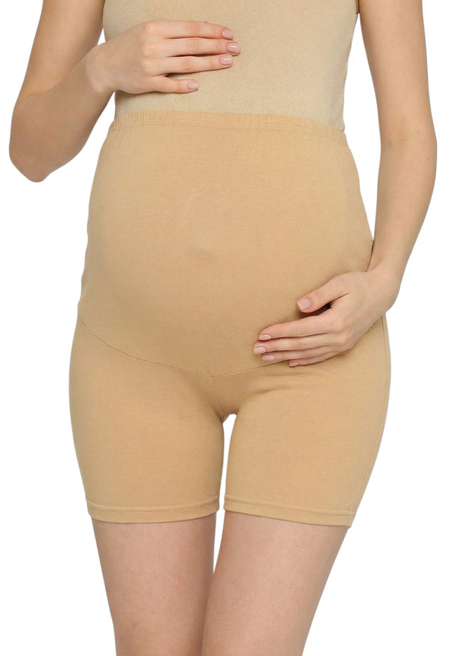 Evamomies Cotton Lycra Maternity Shorts Over The Belly for Pregnant Women for Pre & Post Pregnancy (Pack Of 1)