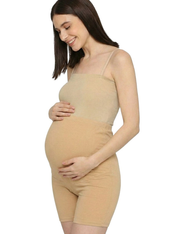 Evamomies Cotton Lycra Maternity Shorts Over The Belly for Pregnant Women for Pre & Post Pregnancy (Pack Of 1)