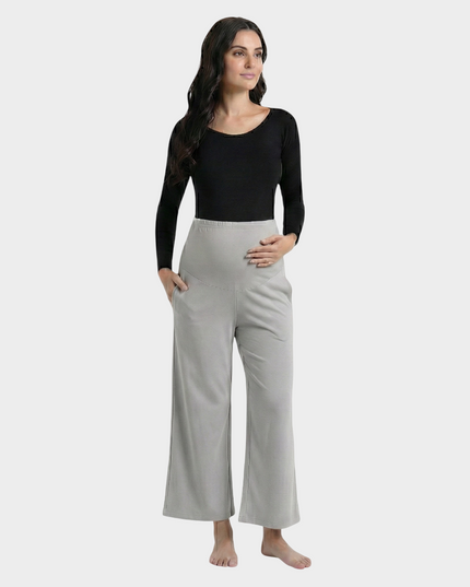 Evamomies Women's Cotton Lycra Regular Fit Maternity Palazzo for Pregnant Women Pre & Post Pregnancy