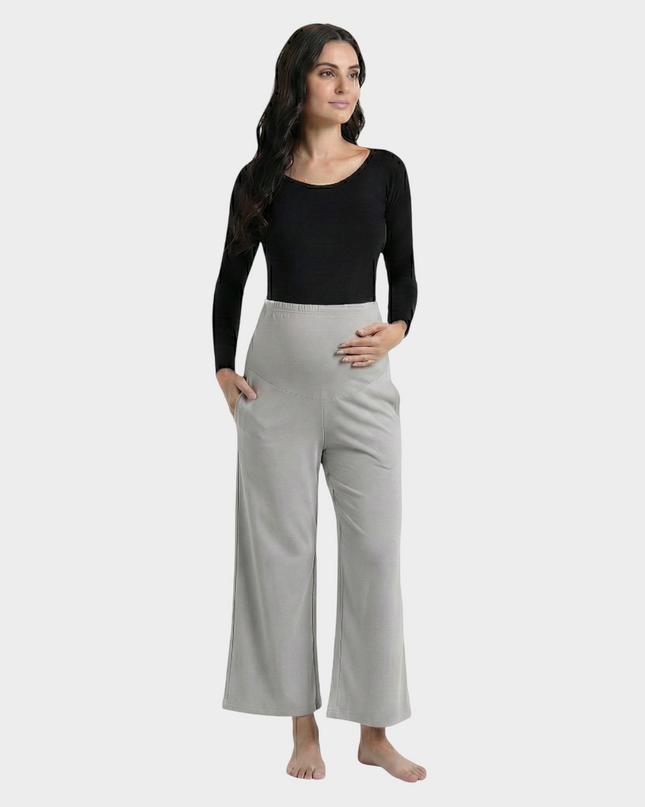 Evamomies Women's Cotton Lycra Regular Fit Maternity Palazzo for Pregnant Women Pre & Post Pregnancy